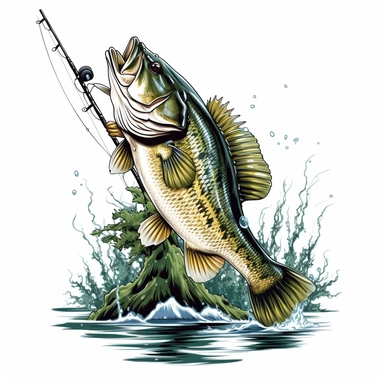 Gone Bass Fishing clipart,White backgroun