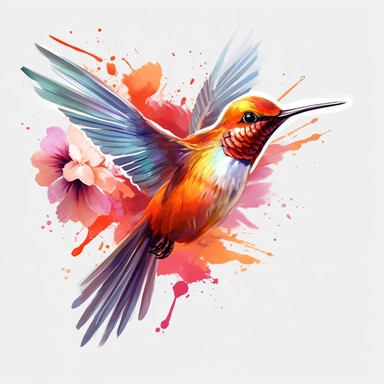 humming bird , creative shiny, super resolution, Pshycedelic PNG, Graffiti, Clipart, watercolor, realistic, 8k