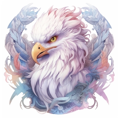 stormwind griffin, clipart, intense white and deep pastel colors, dnd, watercolor, no background, isolated on a white background, self contained, well defined edges, by amy sol and magali villeneuve and susan bourdet and ross tran, spaced out, glowy, intricate, 8k