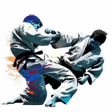 Two brazilian jiu jitsu fighting, clipart, white background