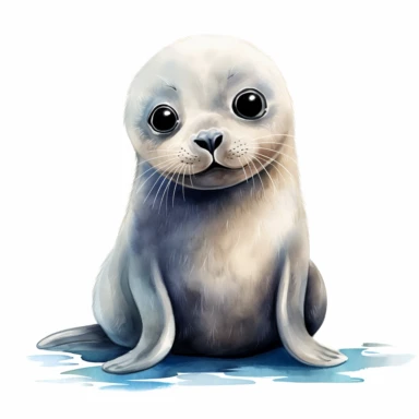 Baby seal watercolor clipart