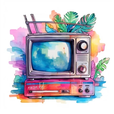 80's themed clipart watercolor tv's