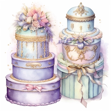 Watercolor detailed intricate hat boxes for a princess in soft colors with diamonds clipart - Image #1 <@1098423716465102849> - Image #1 <@1098423716465102849>