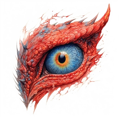 dragon of flame eye close-up tattoo design by twilight designs, in the style of david nordahl, jean-baptiste monge, farel dalrymple, fantastical street, high resolution, imaginative characters, vibrant colors, clipart, blank white background