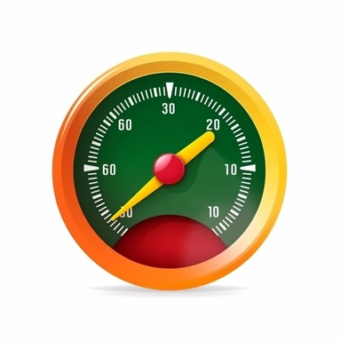3d icon speedometer meter with arrow for dashboard with green, yellow, orange and red indicators. Gauge of tachometer. Low, medium, high and risk levels. isolated clipping path on white background