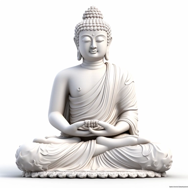 clipart of Buddha statue, hyperrealistic, photorealistic, white background