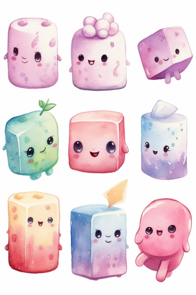 eraser watercolor clipart cute isolated on white background