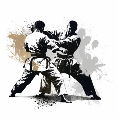 Two brazilian jiu jitsu fighting, clipart, white background
