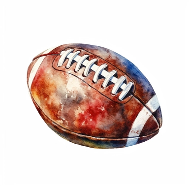 a american football ball, realistic, clipart on white background, watercolor