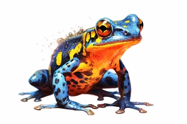 Watercolor, Poison Dart Frog Amphibian, clipart, hd, on a white background, spaced out