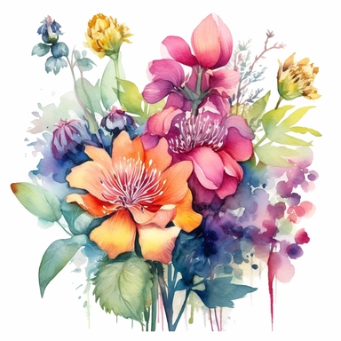 Let your imagination run wild by combining different flower species to create fantastical hybrid blooms. Merge the characteristics of multiple flowers into one unique and stunning watercolor clipart composition.