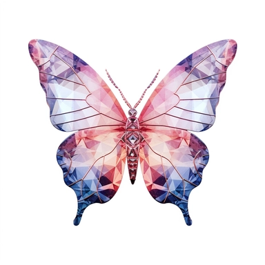 Clipart of butterfly in the style of watercolour, clean outline, glitter core, individual