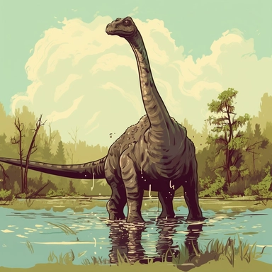 a dinosaur a long neck brachiosaurus in the swamp clip art