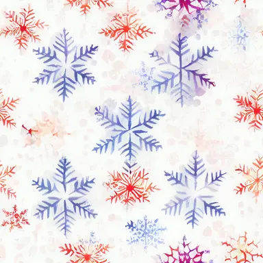 gradient snowflakes pattern simetric, white background in watercolor clipart style