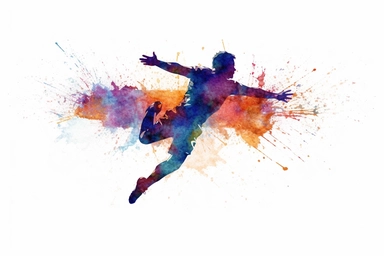 Watercolor, Create a picture of a high jumper clearing the bar with a graceful leap clipart, hd, on a white background, spaced out