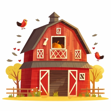 cute barn clipart isolated on a white background
