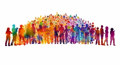 pixar style clipart, intricate, colorful, rainbowcolor, pop, social network connection concept, community, white background