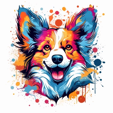 vector of a cute happy corgi in hyper real beautiful japanese tattoo, paint art style, clipart, detail design, colorful, contour, white background, magnificent,