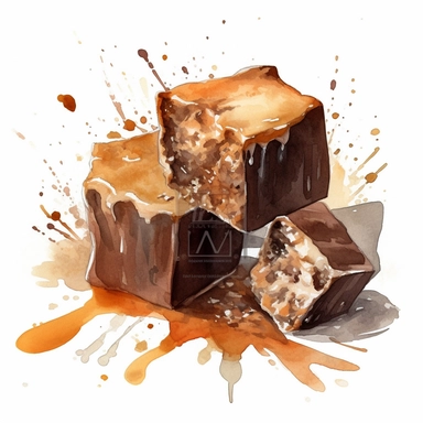 Fudge sharp illustration clipart, watercolor art, insane detail, white background