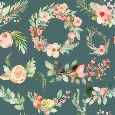 Design a set of watercolor-style digital cliparts specifically for wedding and event decorations. The cliparts should include elements such as flowers, garlands, wreaths, ribbons, and romantic symbols like hearts and doves. Consider various color palettes and styles to cater to both traditional and modern weddings and events. The cliparts should be versatile and suitable for use in invitations, save-the-date cards, menu cards, table cards, seating charts, and other decorative elements