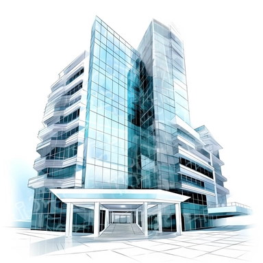 clipart Modern buildings , America , interior design , photo realistic, white background