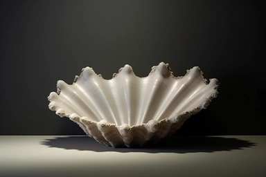 shell bed with pearl decoration, on a black background, like clipart style, mysterious, luxurious, 4k , octane render, unreal engine,