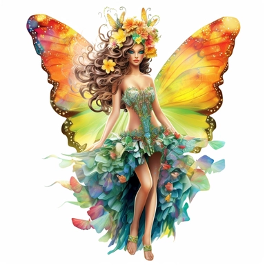 beautiful garden fairy clipart half body, in the style of nene thomas, made of colored crystals, high detailed, pictorial harmony, contest winner, bright and colorful