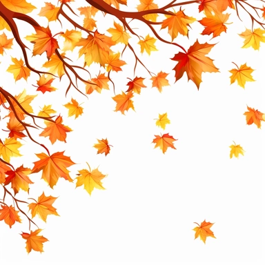 autumn leaves pattern free png stock illustration of autumn leaf leaf clip art, in the style of hanging scroll, meticulous design, twisted branches, vibrant stage backdrops, white background, eye-catching, asymmetrical framing, ultra-high-definition picture quality,