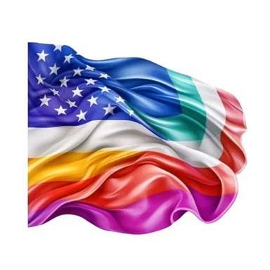 Cute Beautiful Rainbow American flag Pride LGBT Sublimation Clipart,Cartoon, hyper realistic, intricate detail, illustration style,high solution,on the white background