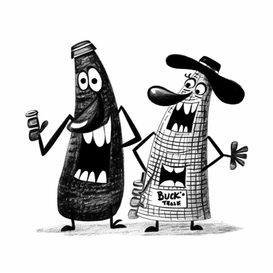 Hanna-Barbera illustrated Drunk Sausages, retro drunk character illustration, Volk Clip Books of Line Art, retro Frankfurters illustration, retro illustration, doodle art, design, line art, minimal character design, tattoo flash design, vintage Frankfurters illustration, black line, white background, 32K, retro illustration, retro advert illustration, black and white, minimal