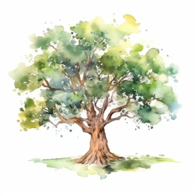 watercolor oak tree clipart - watercolor clipart - watercolor tree, single design