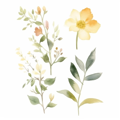 variations, in the style of watercolor painting, white background, etsy clipart, marriage flower clipart
