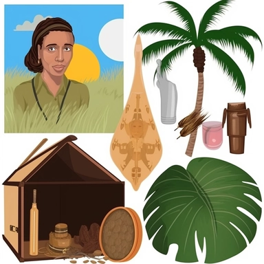 a set of clipart inspired by Wes Anderson and Raiders of the Lost Ark and colonialism and stolen cultural relics and 1980s action figures