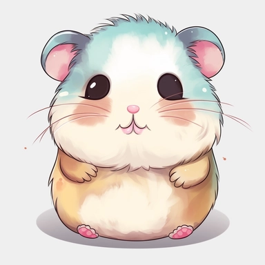 kawaii cute, hamster, clipart, sticker, colorful, no background, hd