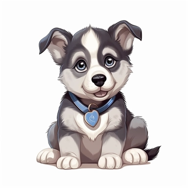 cute husky puppy illustration, clipart image, on a white background