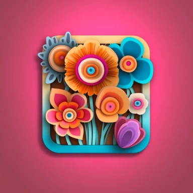 groovy logo, pink, orange, teal, brown, mushrooms, 70's, groovy, 3d logo, simple ,cute, clipart, flowers, ipad, pencil, drawing