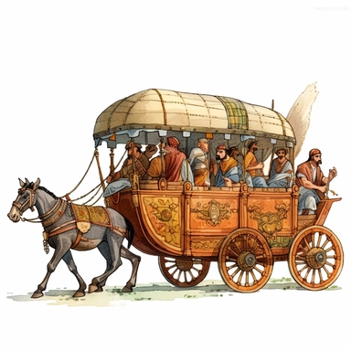 the first wheeled vehicles appear in Mesopotamia, Eastern Europe, and the Caucasus in clipart style