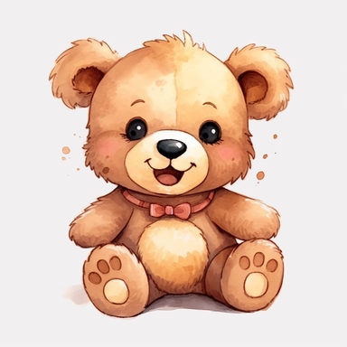 teddy bear ,clipart, smiple drawing, happy, smile, white background