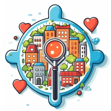 clipart, a logo themed around find my business. i own a local seo marketing agency. white background , no words