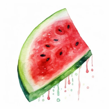 watercolor colorful clipart of a juicy watermelon slice, hd, on white background