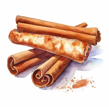 watercolor a realistic delicious cinnamon stick close up isolated oil painting clipart white background