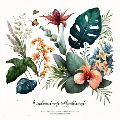 wedding watercolor tropical wildflowers delicate expensive looking clipart no background