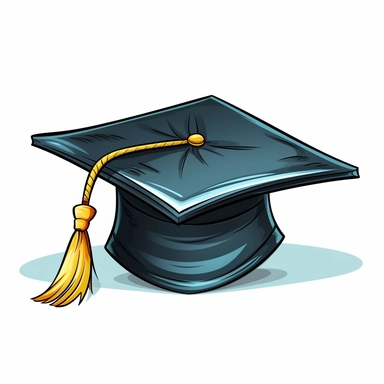 graduation hat cartoon style clipart white background