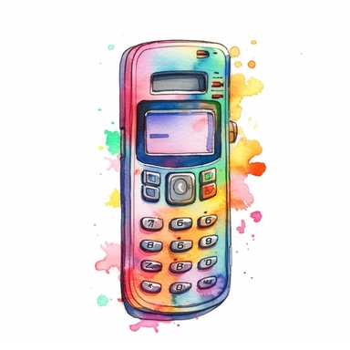 Chipi vintage mobile phone, 90s Retro dirty style Sublimation Clipart, watercolor, isolated on white background