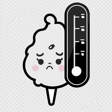 cute clipart of a kawaii thermometer, horizontal. Beautiful, flat, cute manga style, black and white, brain shape image borders