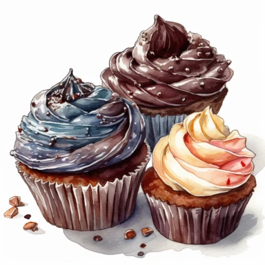 An intricately detailed watercolor clipart illustration displaying an ultra-realistic [specific design idea, like  cupcakes decorated with chocolate  ], isolated on a white background, in the style of ultra-detailed watercolor clipart illustrations, HDR watercolor clipart illustrations, 32K watercolor clipart illustrations, hyperrealistic watercolor clipart illustrations, ultra-intricate watercolor clipart illustrations, high-resolution watercolor clipart illustrations, high-definition watercolo