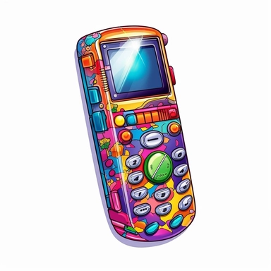 Cute Beautiful Retro 90s Color Cellphone Sublimation Clipart,Cartoon, hyper realistic, intricate detail, illustration style,high solution,on the white background