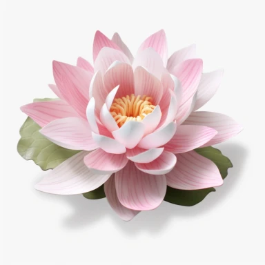 one pink white lotus blossom, clipart, clear edges