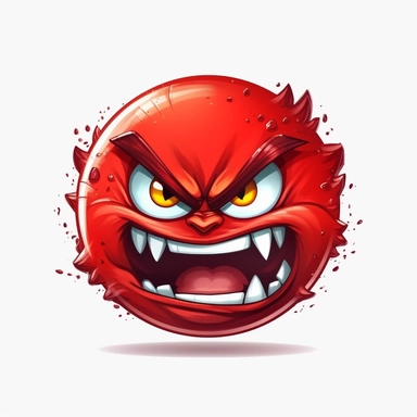 beautiful stunning d&d red angry emoticone, roleplay game, paint art style, clipart, white background, superrealistic