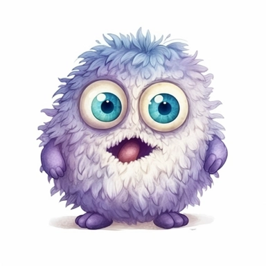 A super-cute monster, three eyes, knitted painting texture, Perfect for nursery art and children's book illustration style, simple, cute, full color, clipart, watercolor illustration, single object, high definition 8k, white background for removing background